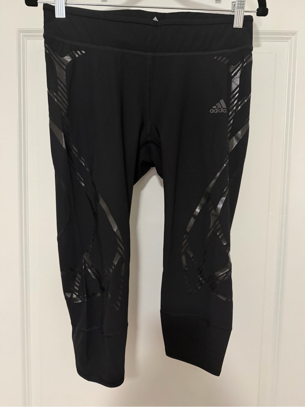 Adidas Adizero Black Geometric Running Capri Leggings Women’s M